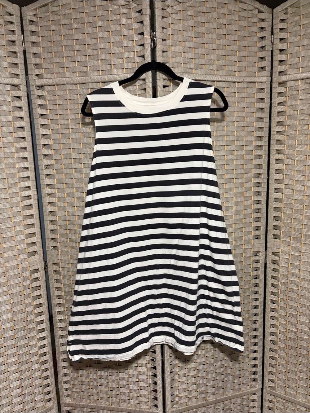 Old Navy Black & White Striped Sleeveless Swing Dress